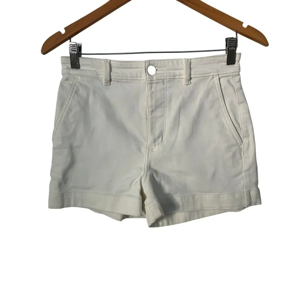 Everlane White Denim Casual Shorts High Waist Size 4